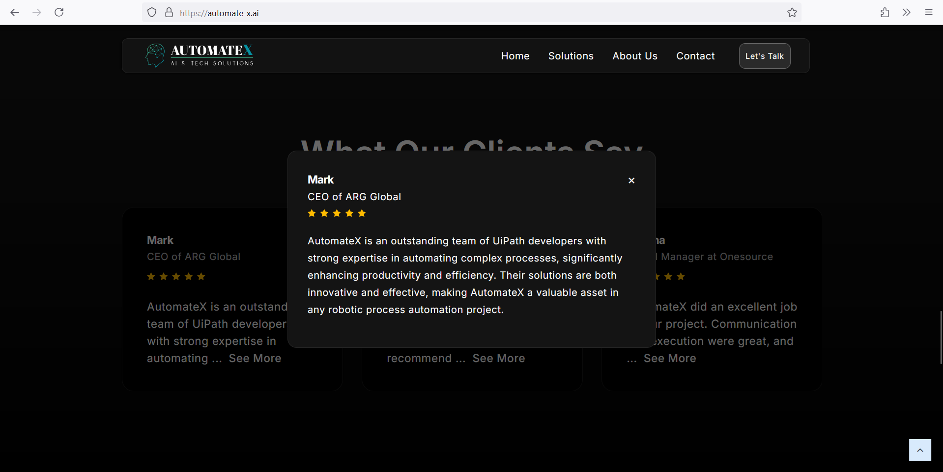 Reviews Section Modal